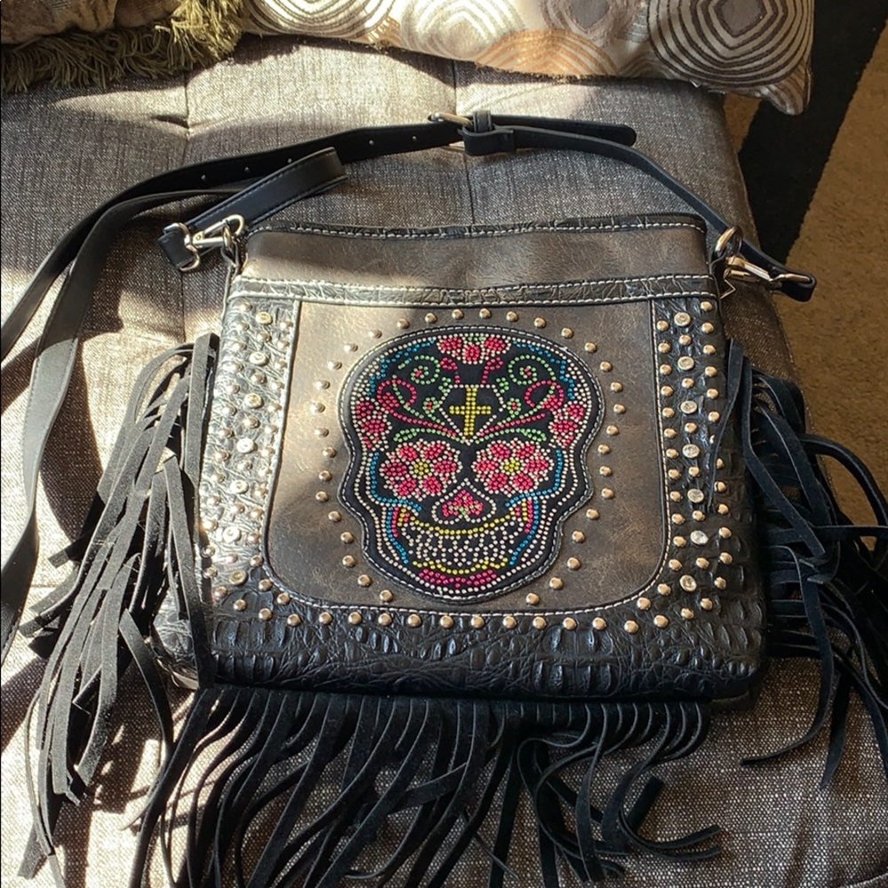 Super cool skull with fringe bag